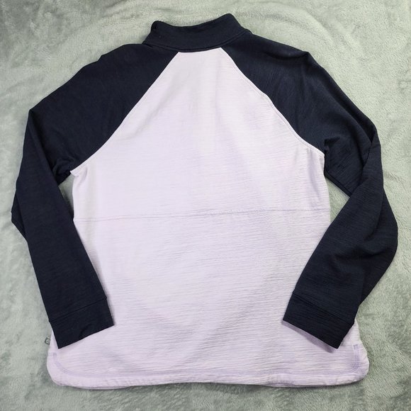 T by Talbots Top Women L Pink Blue Pullover Mock Neck Snaps UPF 50 Hiking - Picture 8 of 12